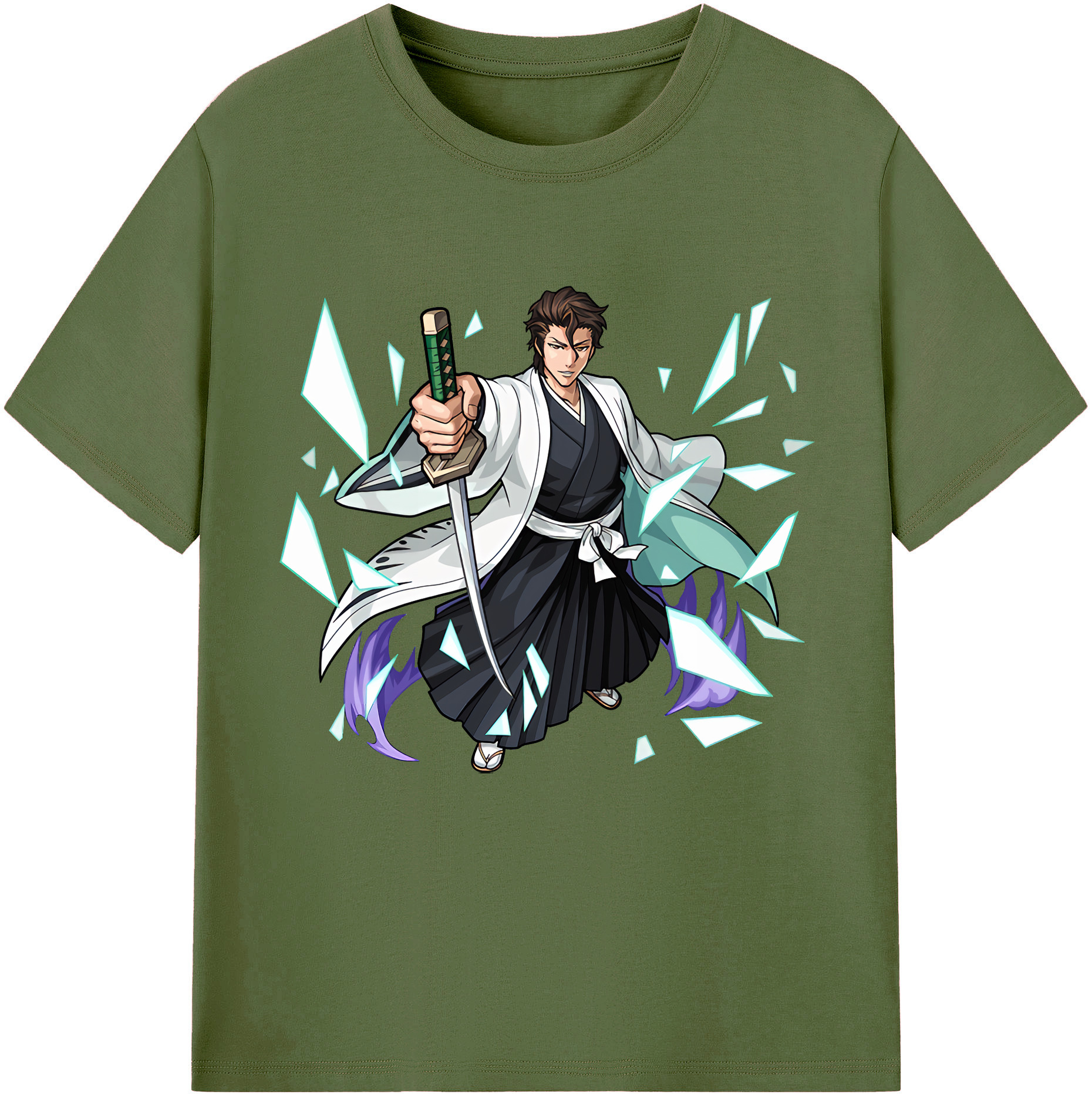 （画像用） ブリーチ 藍染 惣右介（あいぜん そうすけ） BLEACH Aizen Sousuke 綿100％半袖Tシャツ（フロントプリント）